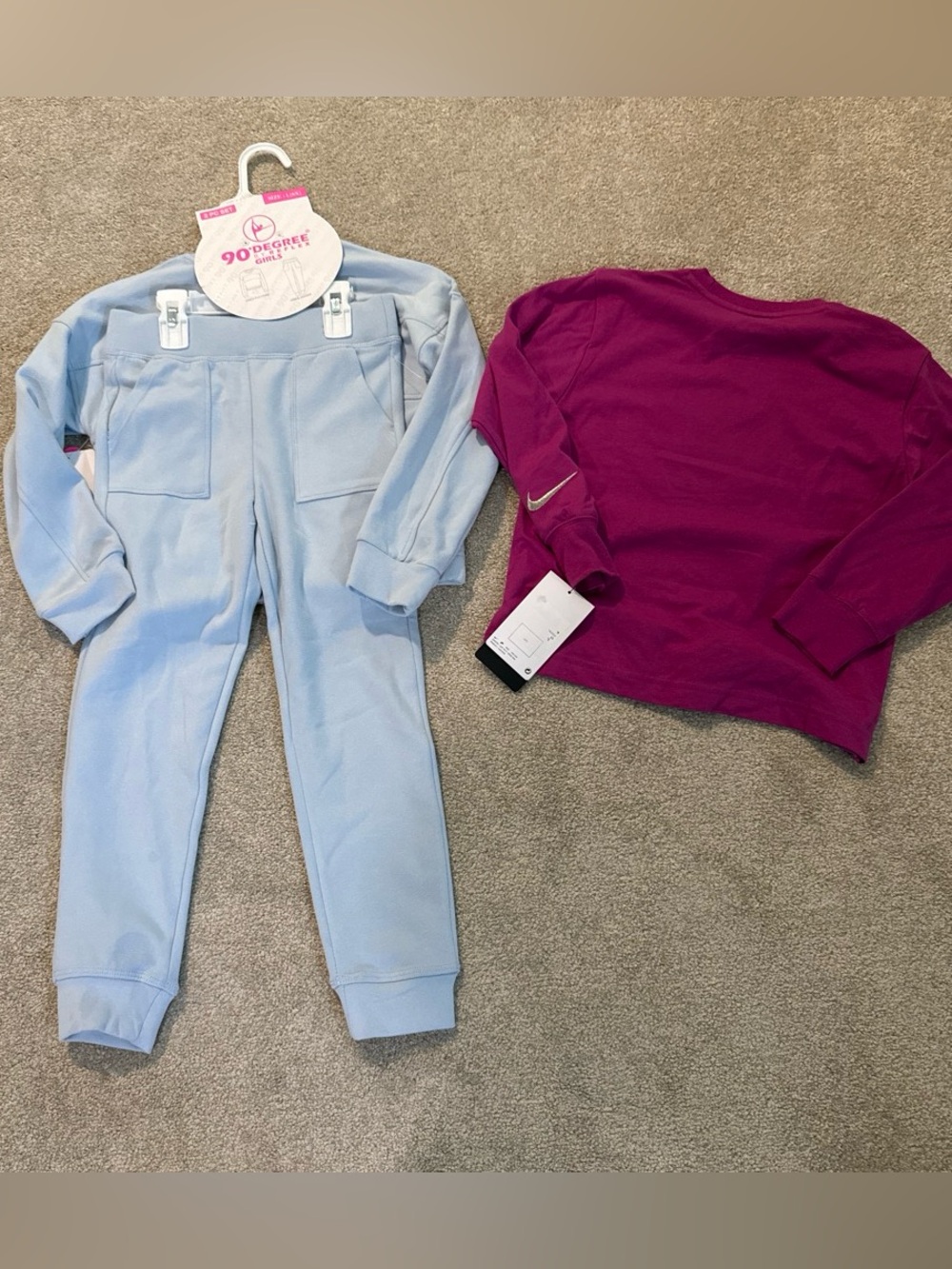 NWT Nike 90 Degreee Bundle Pink/Purple Long Sleeve W/ Blue Sweat Set Size 6X - Picture 2 of 3